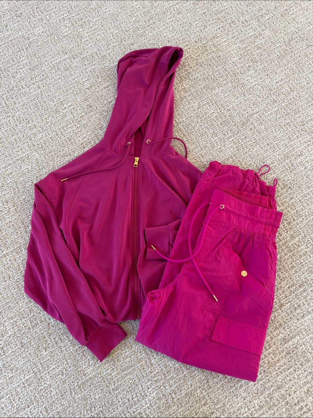 Athleta Alicia Keys Women’s Magenta Hooded Jacket & Track Set